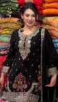 NEW ARRIVAL GEORGETTE EMBROIDERY SEQUENCE & CODING-DORI WORK WITH MOTI LATKAN BORDER TOP PALAZZO WITH DUPATTA FESTIVE WEAR WHOLESALE PRICE ETHNIC GARMENT (1)