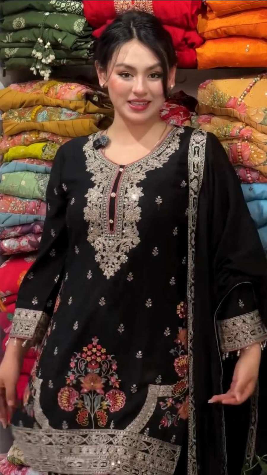 NEW ARRIVAL GEORGETTE EMBROIDERY SEQUENCE & CODING-DORI WORK WITH MOTI LATKAN BORDER TOP PALAZZO WITH DUPATTA FESTIVE WEAR WHOLESALE PRICE ETHNIC GARMENT (2)