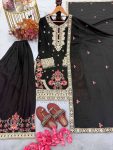 NEW ARRIVAL GEORGETTE EMBROIDERY SEQUENCE & CODING-DORI WORK WITH MOTI LATKAN BORDER TOP PALAZZO WITH DUPATTA FESTIVE WEAR WHOLESALE PRICE ETHNIC GARMENT (1)