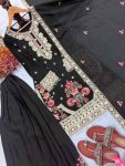 NEW ARRIVAL GEORGETTE EMBROIDERY SEQUENCE & CODING-DORI WORK WITH MOTI LATKAN BORDER TOP PALAZZO WITH DUPATTA FESTIVE WEAR WHOLESALE PRICE ETHNIC GARMENT (1)