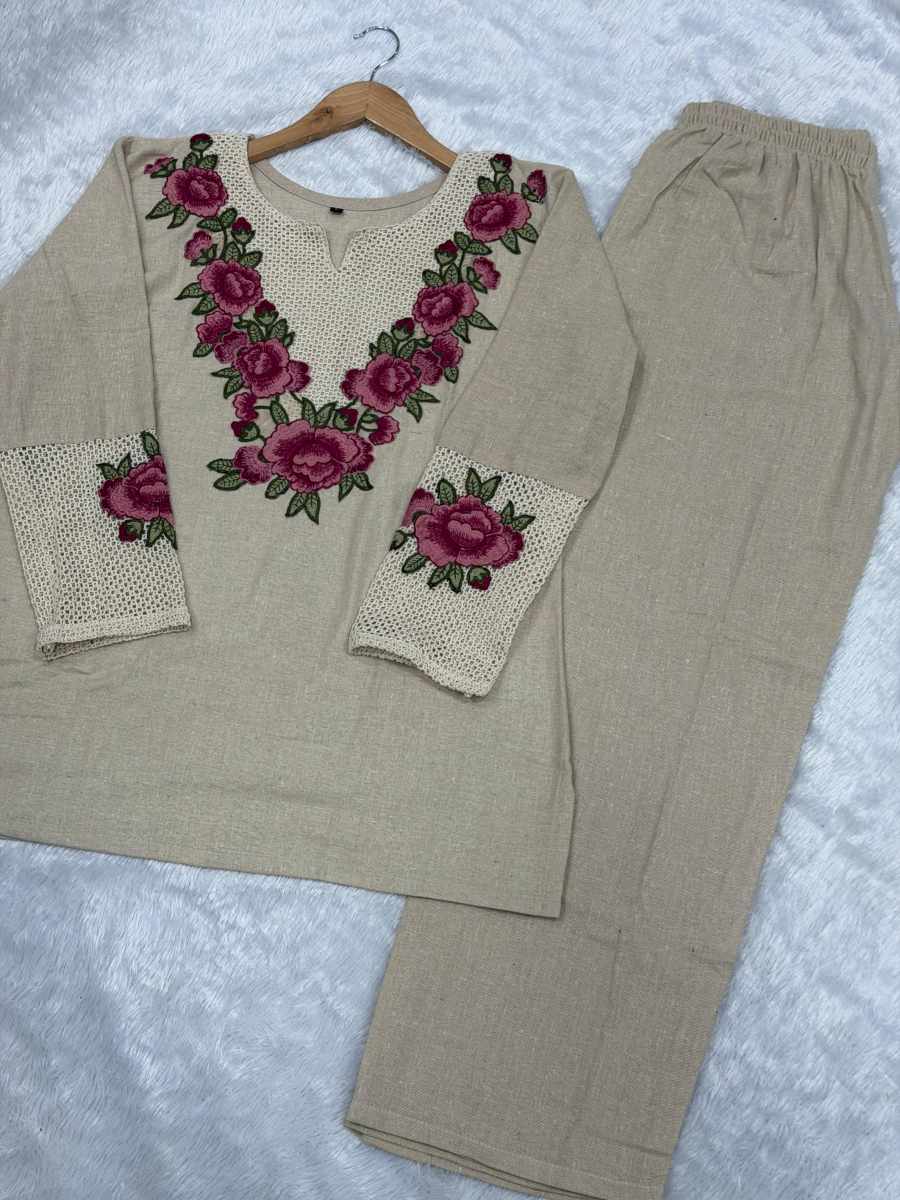NEW ARRIVAL JUTE COTTON MULTI EMBROIDERY THREAD WORK CO-ORD SET DAILY WEAR WHOLESALE PRICE ETHNIC GARMENT (4)