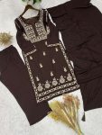 NEW ARRIVAL RAYON EMBROIDERY WORK TOP BOTTOM WITH DUPATTA CASUAL WEAR WHOLESALE PRICE ETHNIC GARMENT (2)