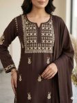 NEW ARRIVAL RAYON EMBROIDERY WORK TOP BOTTOM WITH DUPATTA CASUAL WEAR WHOLESALE PRICE ETHNIC GARMENT (2)