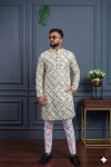 NEW ARRIVAL REYON DIGITAL WORK KURTA WITH PAYJAMA WEDDING WEAR WHOLESALE PRICE ETHNIC GARMENT (5)