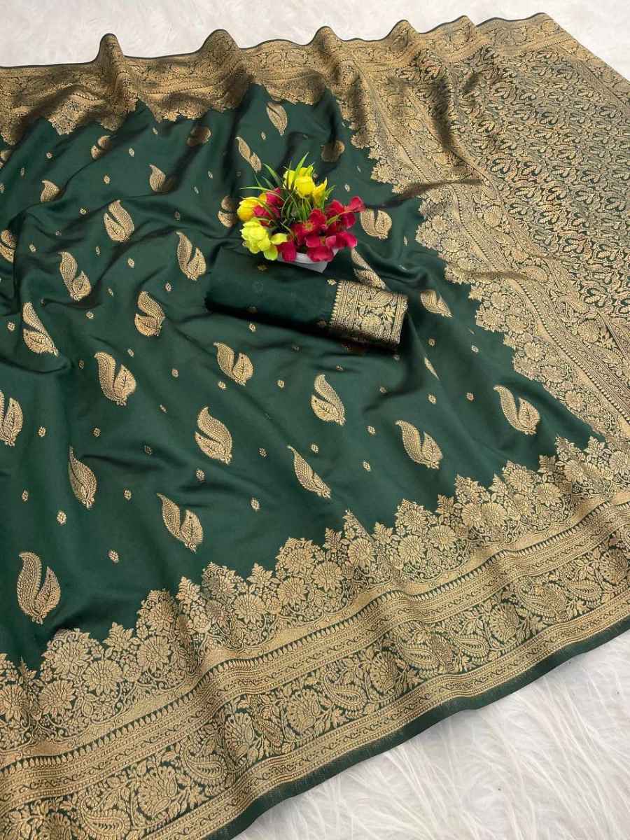 RICH LOOK BANARASI SILK FLOWERS AND MINA DESIGN FULL SAREE AND ZARI WEAVING SAREE WITH UNSTITCHED BLOUSE FESTIVAL WEAR WHOLESALE PRICE ETHNIC GARMENT (10)