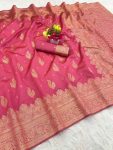 RICH LOOK BANARASI SILK FLOWERS AND MINA DESIGN FULL SAREE AND ZARI WEAVING SAREE WITH UNSTITCHED BLOUSE FESTIVAL WEAR WHOLESALE PRICE ETHNIC GARMENT (5)