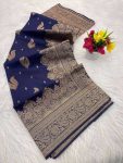 RICH LOOK BANARASI SILK FLOWERS AND MINA DESIGN FULL SAREE AND ZARI WEAVING SAREE WITH UNSTITCHED BLOUSE FESTIVAL WEAR WHOLESALE PRICE ETHNIC GARMENT (6)