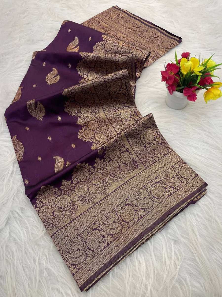 RICH LOOK BANARASI SILK FLOWERS AND MINA DESIGN FULL SAREE AND ZARI WEAVING SAREE WITH UNSTITCHED BLOUSE FESTIVAL WEAR WHOLESALE PRICE ETHNIC GARMENT (16)