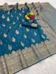 RICH LOOK BANARASI SILK FLOWERS AND MINA DESIGN FULL SAREE AND ZARI WEAVING SAREE WITH UNSTITCHED BLOUSE FESTIVAL WEAR WHOLESALE PRICE ETHNIC GARMENT (3)