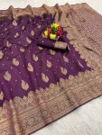 RICH LOOK BANARASI SILK FLOWERS AND MINA DESIGN FULL SAREE AND ZARI WEAVING SAREE WITH UNSTITCHED BLOUSE FESTIVAL WEAR WHOLESALE PRICE ETHNIC GARMENT (4)