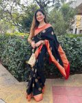 RICH LOOK BANARASI SOFT SILK MINIMALISTIC DESIGN WORK SAREE WITH UNSTITCHED BLOUSE CASUAL WEAR WHOLESALE PRICE ETHNIC GARMENT (8)