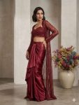 RICH LOOK BUTTERFLY NET SEQUENCE EMBROIDERY WORK BLOUES SKIRT WITH STUG PARTY WEAR WHOLESALE PRICE ETHNIC GARMENT (4)