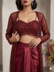 RICH LOOK BUTTERFLY NET SEQUENCE EMBROIDERY WORK BLOUES SKIRT WITH STUG PARTY WEAR WHOLESALE PRICE ETHNIC GARMENT (4)