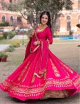 RICH LOOK CHINON SILK THREAD WITH SEQUENCE WORK LEHENGA CHOLI WITH DUPATTA PINK