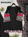 RICH LOOK CRAPE SILK SEQUENCE EMBROIDERY WITH CUT WORK TOP PALAZZO WITH DUPATTA FESTIVAL WEAR WHOLESALE PRICE ETHNIC GARMENT (12)