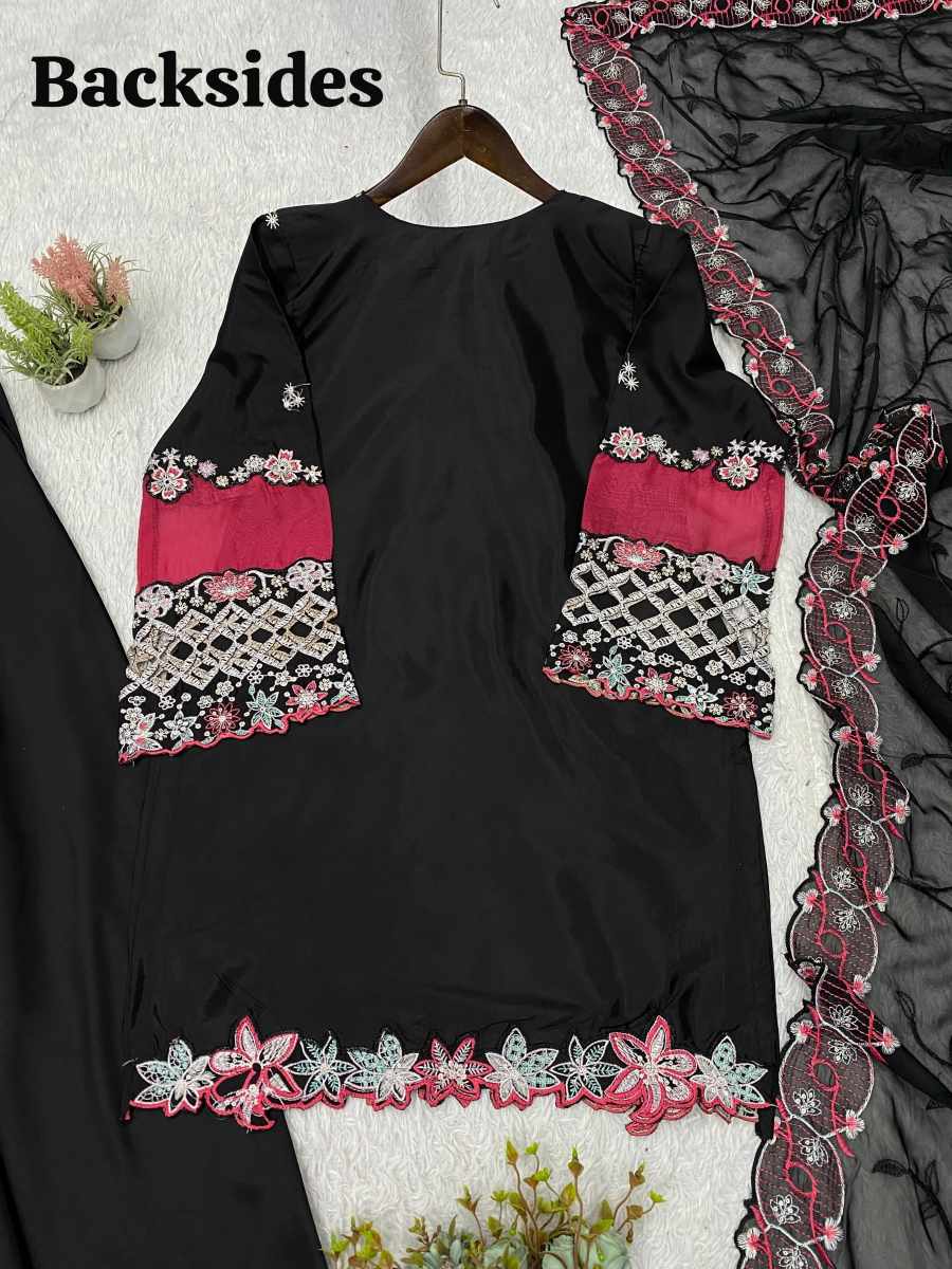 RICH LOOK CRAPE SILK SEQUENCE EMBROIDERY WITH CUT WORK TOP PALAZZO WITH DUPATTA FESTIVAL WEAR WHOLESALE PRICE ETHNIC GARMENT (11)
