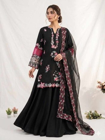 RICH LOOK CRAPE SILK SEQUENCE EMBROIDERY WITH CUT WORK TOP PALAZZO WITH DUPATTA