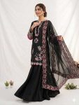 RICH LOOK CRAPE SILK SEQUENCE EMBROIDERY WITH CUT WORK TOP PALAZZO WITH DUPATTA FESTIVAL WEAR WHOLESALE PRICE ETHNIC GARMENT (12)