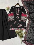 RICH LOOK CRAPE SILK SEQUENCE EMBROIDERY WITH CUT WORK TOP PALAZZO WITH DUPATTA FESTIVAL WEAR WHOLESALE PRICE ETHNIC GARMENT (12)