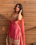 RICH LOOK FANDY SILK SEQUENCE EMBROIDERY TOP PALAZZO WITH DUPATTA PEACH