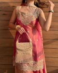 RICH LOOK FANDY SILK SEQUENCE EMBROIDERY TOP PALAZZO WITH DUPATTA WEDDING WEAR WHOLESALE PRICE ETHNIC GARMENT (15)
