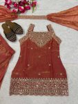 RICH LOOK FANDY SILK SEQUENCE EMBROIDERY TOP PALAZZO WITH DUPATTA WEDDING WEAR WHOLESALE PRICE ETHNIC GARMENT (15)