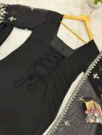 RICH LOOK GEORGETTE EMBROIDERY WORK TOP BOTTOM WITH DUPATTA CASUAL WEAR WHOLESALE PRICE ETHNIC GARMENT (2)