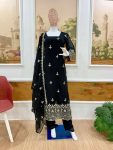 RICH LOOK GEORGETTE EMBROIDERY WORK TOP BOTTOM WITH DUPATTA CASUAL WEAR WHOLESALE PRICE ETHNIC GARMENT (2)