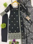 RICH LOOK GEORGETTE EMBROIDERY WORK TOP BOTTOM WITH DUPATTA CASUAL WEAR WHOLESALE PRICE ETHNIC GARMENT (2)