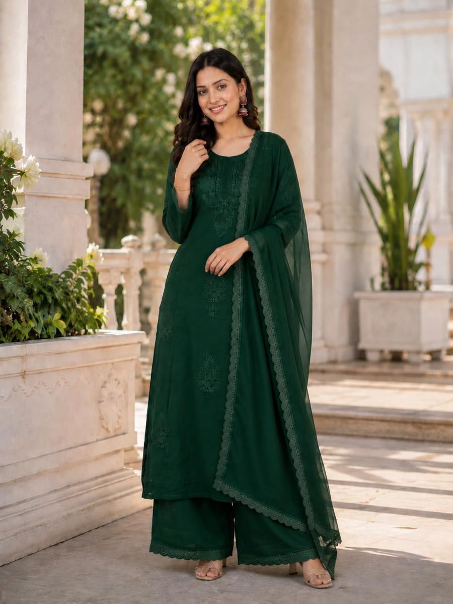 RICH LOOK GEORGETTE EMBROIDERY WORK TOP PALAZZO WITH DUPATTA FESTIVE WEAR WHOLESALE PRICE ETHNIC GARMENT (21)