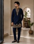 RICH LOOK LACHKA GOLD EMBROIDERY KURTA PENT WEDDING WEAR WHOLESALE PRICE ETHNIC GARMENT (1)