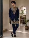 RICH LOOK LACHKA GOLD EMBROIDERY KURTA PENT WEDDING WEAR WHOLESALE PRICE ETHNIC GARMENT (1)
