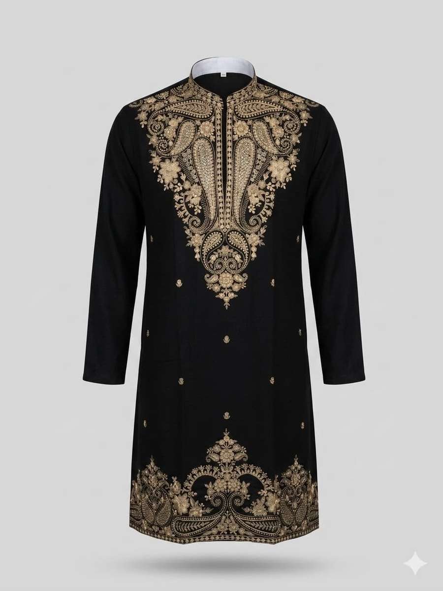 RICH LOOK LACHKA GOLD EMBROIDERY KURTA PENT WEDDING WEAR WHOLESALE PRICE ETHNIC GARMENT (7)