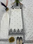 RICH LOOK MASKA COTTON SILK FANCY BORDER WITH MULTI NEEDLE, SEQUENCE, EMBROIDERY WORK TOP BOTTOM WITH DUPATTA FESTIVE WEAR WHOLESALE PRICE ETHNIC GARMENT (5)