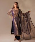 RICH LOOK ROMAN SHIMMER BEADS AND EMBROIDERY & SEQUENCE WITH  LACE BORDER WORK TOP BOTTOM WITH DUPATTA PURPLE