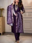 RICH LOOK ROMAN SILK EMBROIDERY WORK TOP BOTTOM WITH DUPATTA DAILY WEAR WHOLESALE PRICE ETHNIC GARMENT (5)