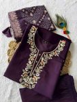 RICH LOOK ROMAN SILK EMBROIDERY WORK TOP BOTTOM WITH DUPATTA DAILY WEAR WHOLESALE PRICE ETHNIC GARMENT (5)