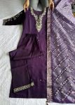 RICH LOOK ROMAN SILK EMBROIDERY WORK TOP BOTTOM WITH DUPATTA DAILY WEAR WHOLESALE PRICE ETHNIC GARMENT (5)