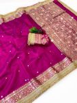 RICH LOOK SOFT TISSUE HEAVY MIRROR WORK AND MOTI WORK SAREE WITH UNSTITCHED BLOUSE BRIDAL WEAR WHOLESALE PRICE ETHNIC GARMENT (3)