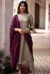 TRENDING CHANDERI SILK TOP BOTTOM WITH DUPATTA WINE