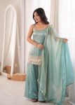 TRENDING DOREMON CRUSH REAL MIRROR AND EMBROIDERY SEQUENCE WORK TOP PALAZZO WITH DUPATTA WEDDING WEAR WHOLESALE PRICE ETHNIC GARMENT (24)