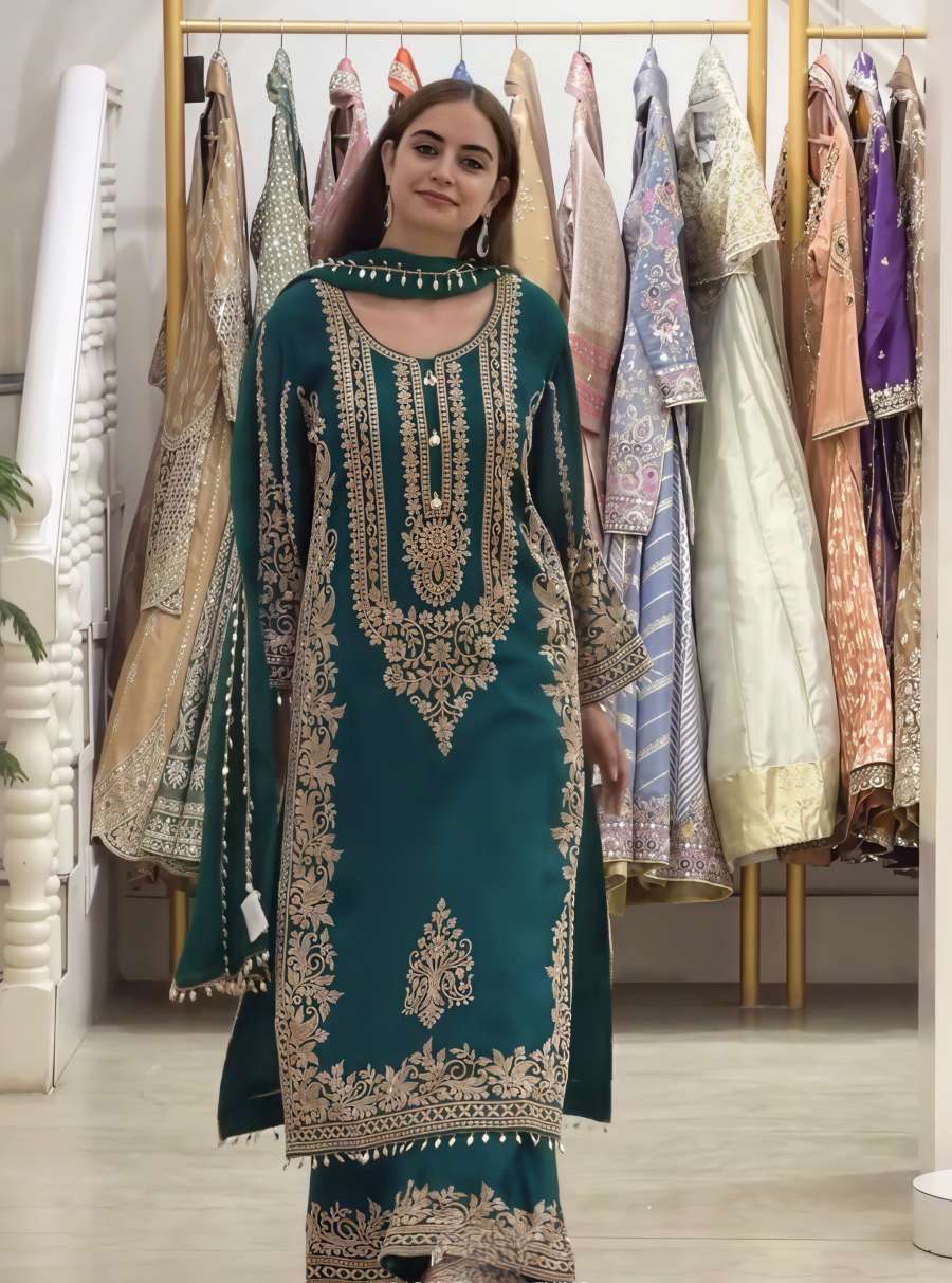 TRENDING FAUX GEORGETTE EMBROIDERY SEQUENCE WORK TOP PALAZZO WITH DUPATTA FESTIVAL WEAR WHOLESALE PRICE ETHNIC GARMENT (4)