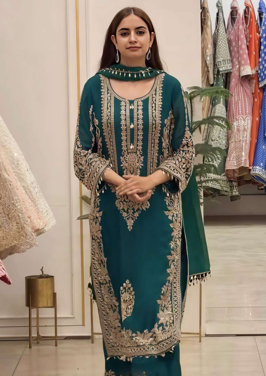 TRENDING FAUX GEORGETTE EMBROIDERY SEQUENCE WORK TOP PALAZZO WITH DUPATTA FESTIVAL WEAR WHOLESALE PRICE ETHNIC GARMENT (6)