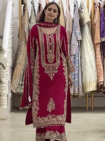 TRENDING FAUX GEORGETTE EMBROIDERY SEQUENCE WORK TOP PALAZZO WITH DUPATTA RANI