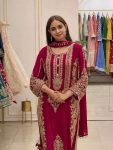 TRENDING FAUX GEORGETTE EMBROIDERY SEQUENCE WORK TOP PALAZZO WITH DUPATTA FESTIVE WEAR WHOLESALE PRICE ETHNIC GARMENT (10)
