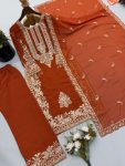 TRENDING FAUX GEORGETTE EMBROIDERY SEQUENCE WORK TOP PALAZZO WITH DUPATTA FESTIVE WEAR WHOLESALE PRICE ETHNIC GARMENT (8)