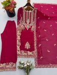 TRENDING FAUX GEORGETTE EMBROIDERY SEQUENCE WORK TOP PALAZZO WITH DUPATTA FESTIVE WEAR WHOLESALE PRICE ETHNIC GARMENT (10)