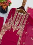 TRENDING FAUX GEORGETTE EMBROIDERY SEQUENCE WORK TOP PALAZZO WITH DUPATTA FESTIVE WEAR WHOLESALE PRICE ETHNIC GARMENT (10)