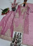 TRENDING FENDY SILK EMBROIDERY CHINE SEQUENCES WORK TOP PALAZZO WITH DUPATTA WEDDING WEAR WHOLESALE PRICE ETHNIC GARMENT (2)