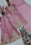 TRENDING FENDY SILK EMBROIDERY CHINE SEQUENCES WORK TOP PALAZZO WITH DUPATTA WEDDING WEAR WHOLESALE PRICE ETHNIC GARMENT (2)